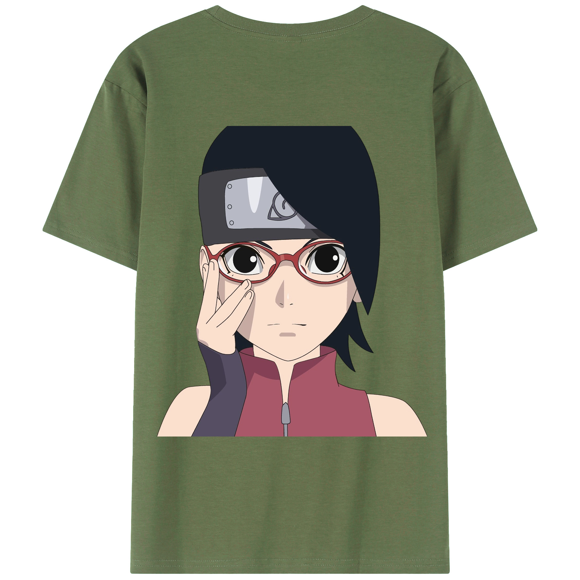 （画像用） NARUTO -ナルト- うちは サラダ Uchiha Sarada 綿100％ メンズ半袖Tシャツ（バックプリント） 通気性